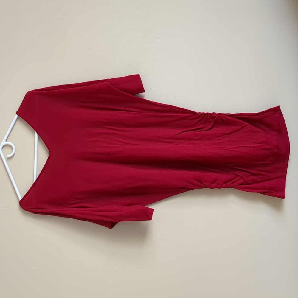 Solid Red Large Zenana Outfitters Ruched Dress - Picture 8 of 12